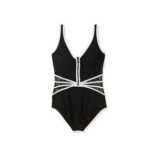 Profile by Gottex Tummy Control Swimsuit with Black Mesh, Size 6